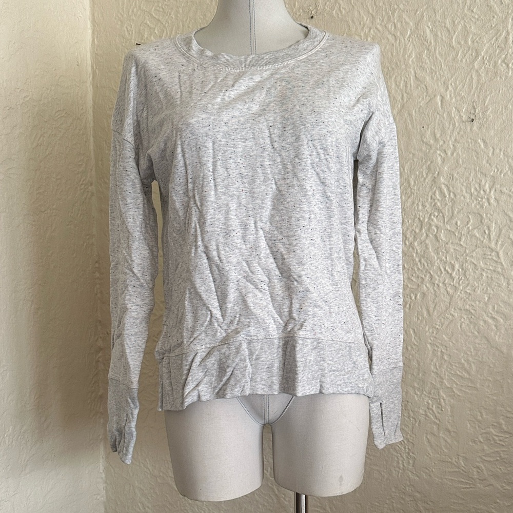 Athleta Balance Pullover Sweatshirt Light Gray Multicolored Heather XS